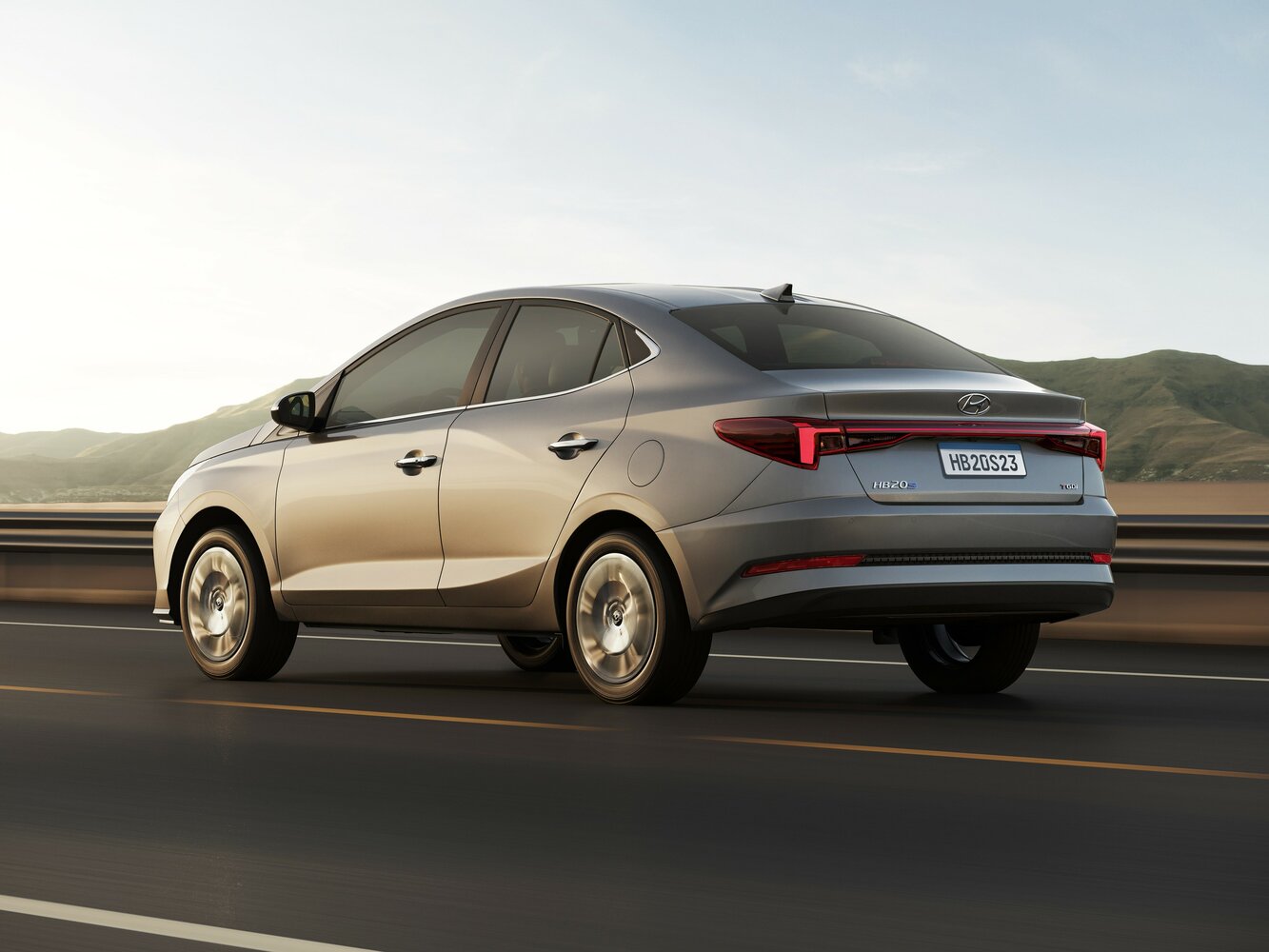Hyundai HB20, II Рестайлинг, 2022–2026, Седан: Вид сзади в три четверти