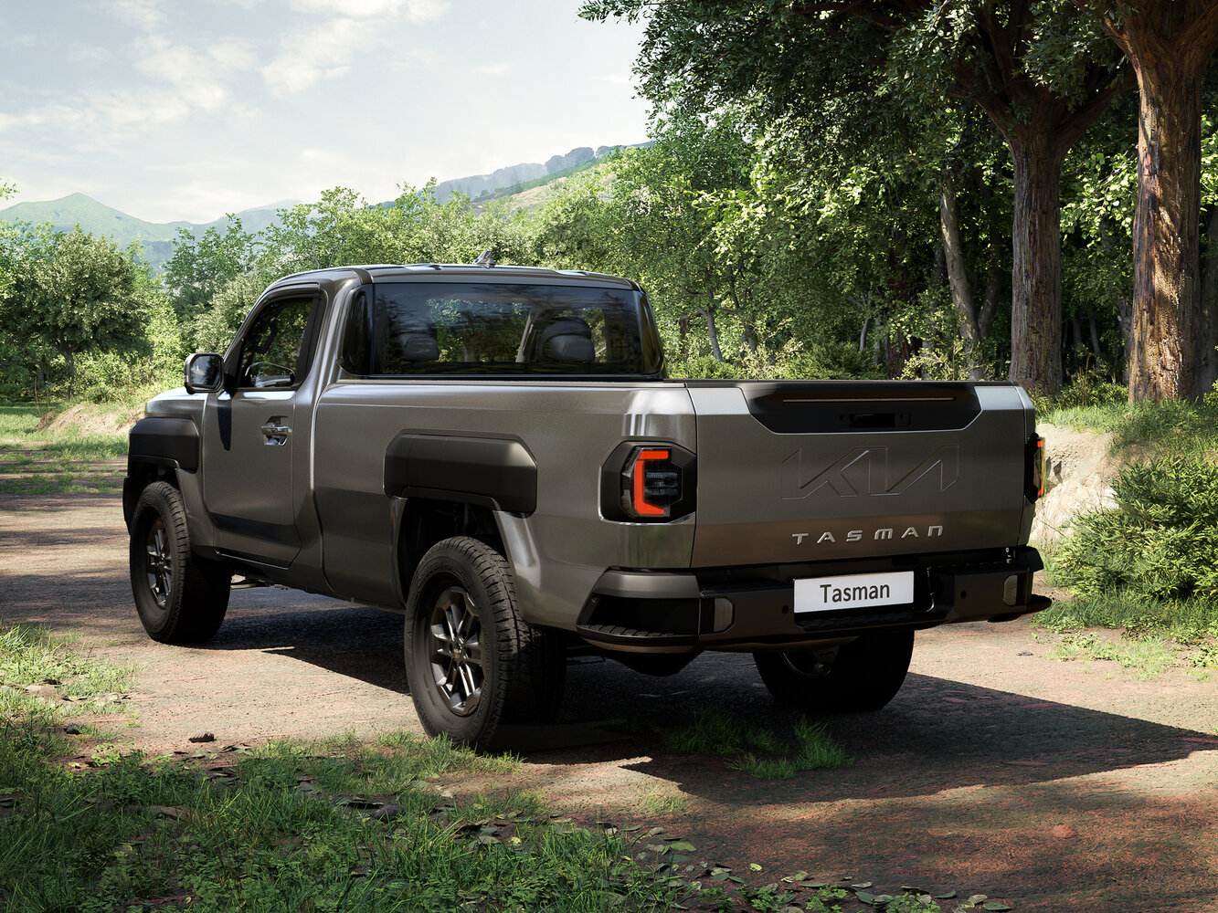 Kia Tasman, , 2025–2026, Pickup Одинарная кабина: Rear three-quarter view