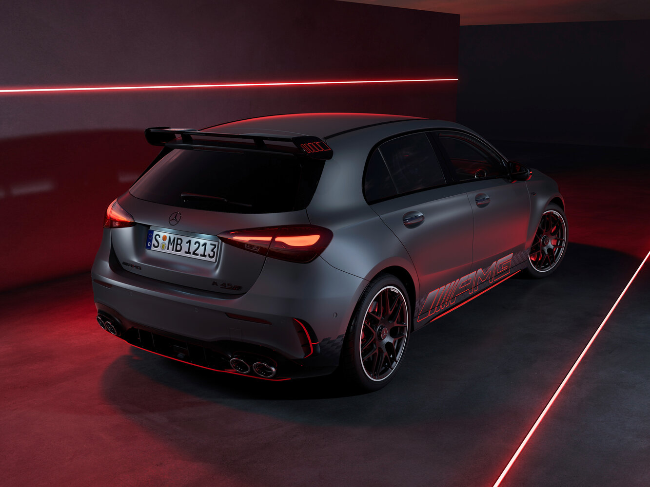 Mercedes-Benz A-Класс AMG, II (W177) facelift, 2022–2026, Hatchback 5 door: Rear three-quarter view