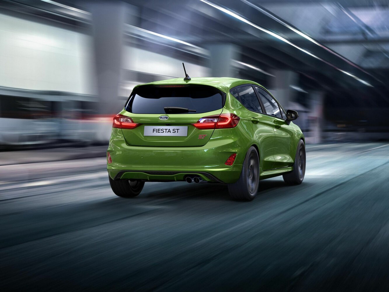 Ford Fiesta ST, VII facelift, 2021–2023, Hatchback 5 door: Rear three-quarter view