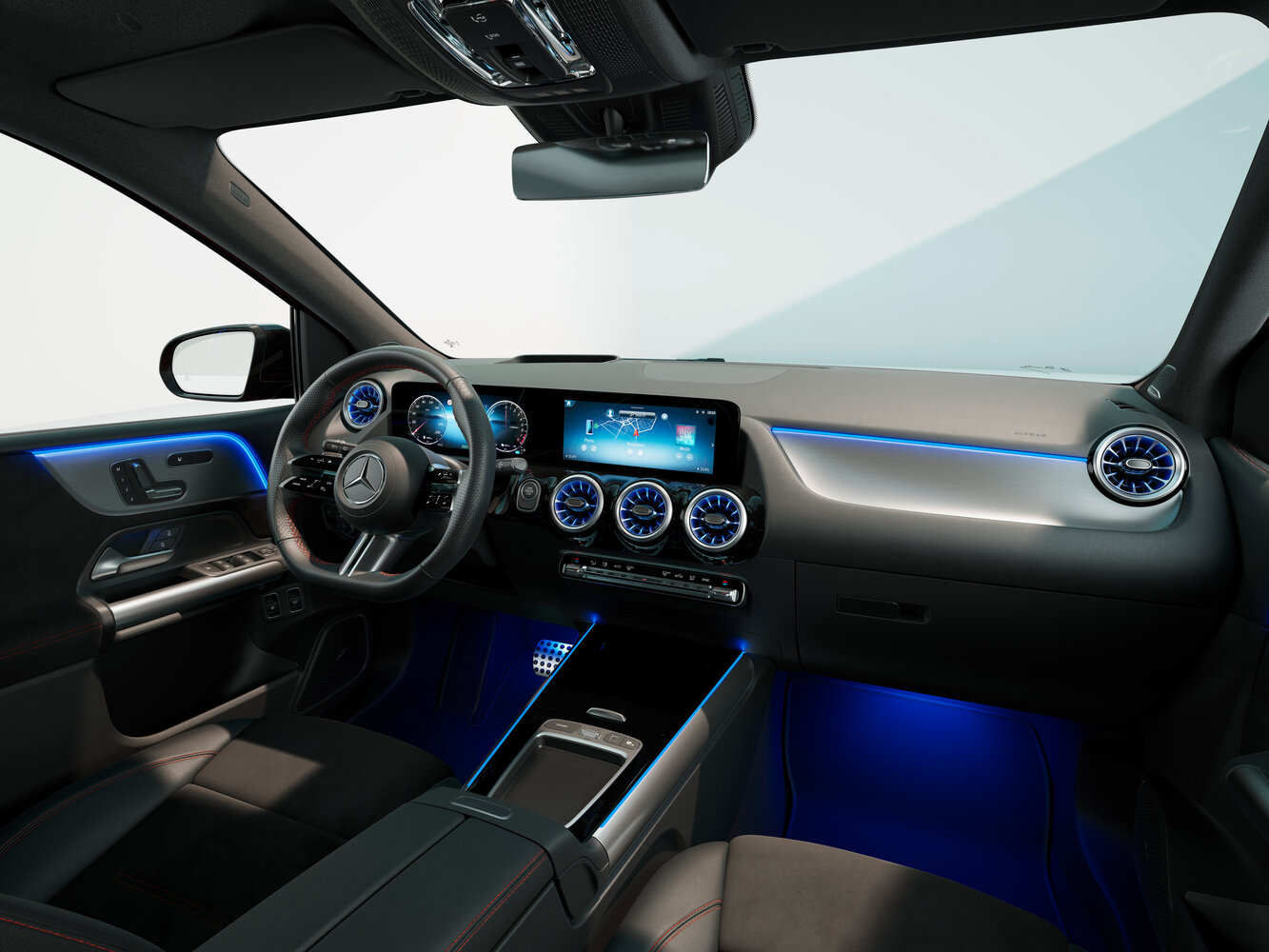 Mercedes-Benz B-Класс, III (W247) Рестайлинг, 2022–2026, Хэтчбек 5 дв.: Передняя часть салона