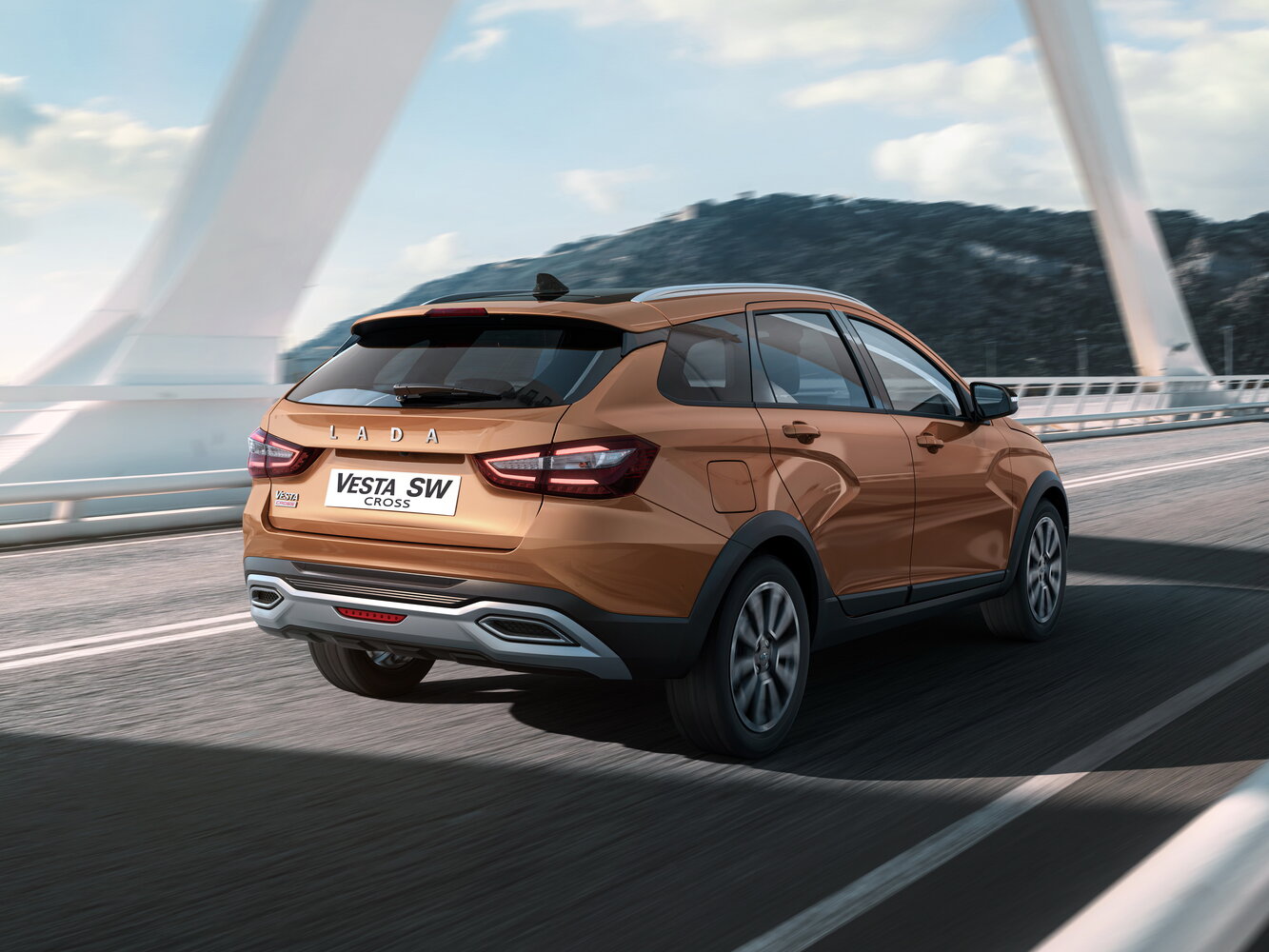 Lada (ВАЗ) Vesta, I Рестайлинг (NG), 2022–2026, Универсал 5 дв. SW Cross: Вид сзади в три четверти