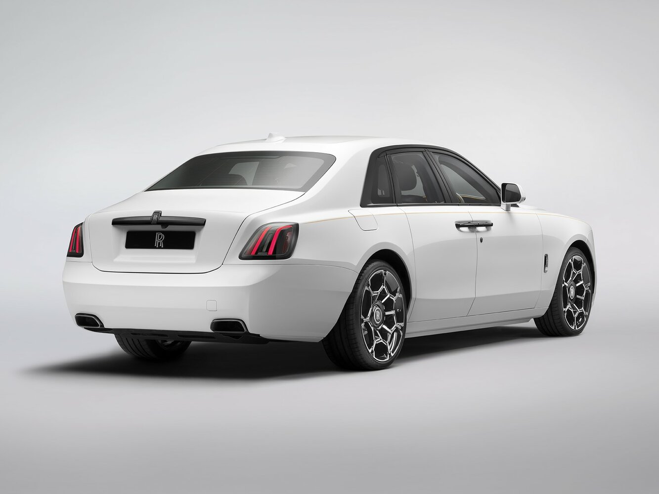 Rolls-Royce Ghost, II facelift (Series II), 2024–2026, Sedan: Rear three-quarter view