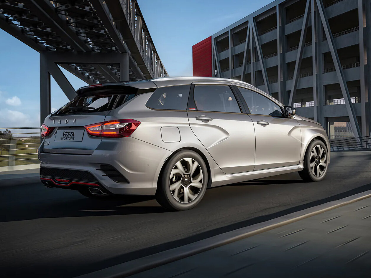 Lada (ВАЗ) Vesta, I Рестайлинг (NG), 2022–2026, Универсал 5 дв. SW Sportline: Вид сзади в три четверти