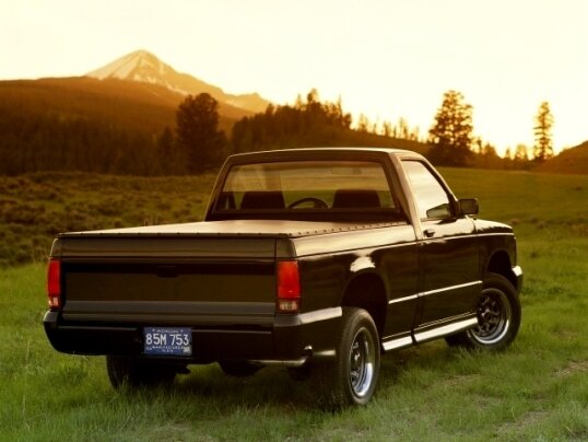 GMC Sonoma, I, 1991–1994, Пикап Одинарная кабина: Вид сзади в три четверти