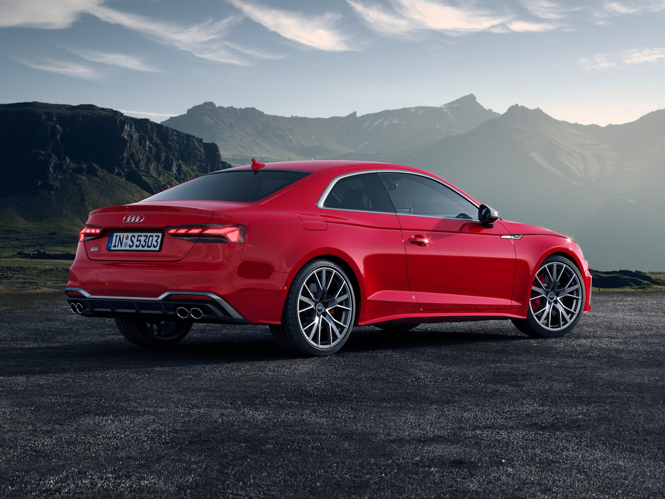 Audi S5, II (F5) Рестайлинг, 2019–2024, Купе: Вид сзади в три четверти