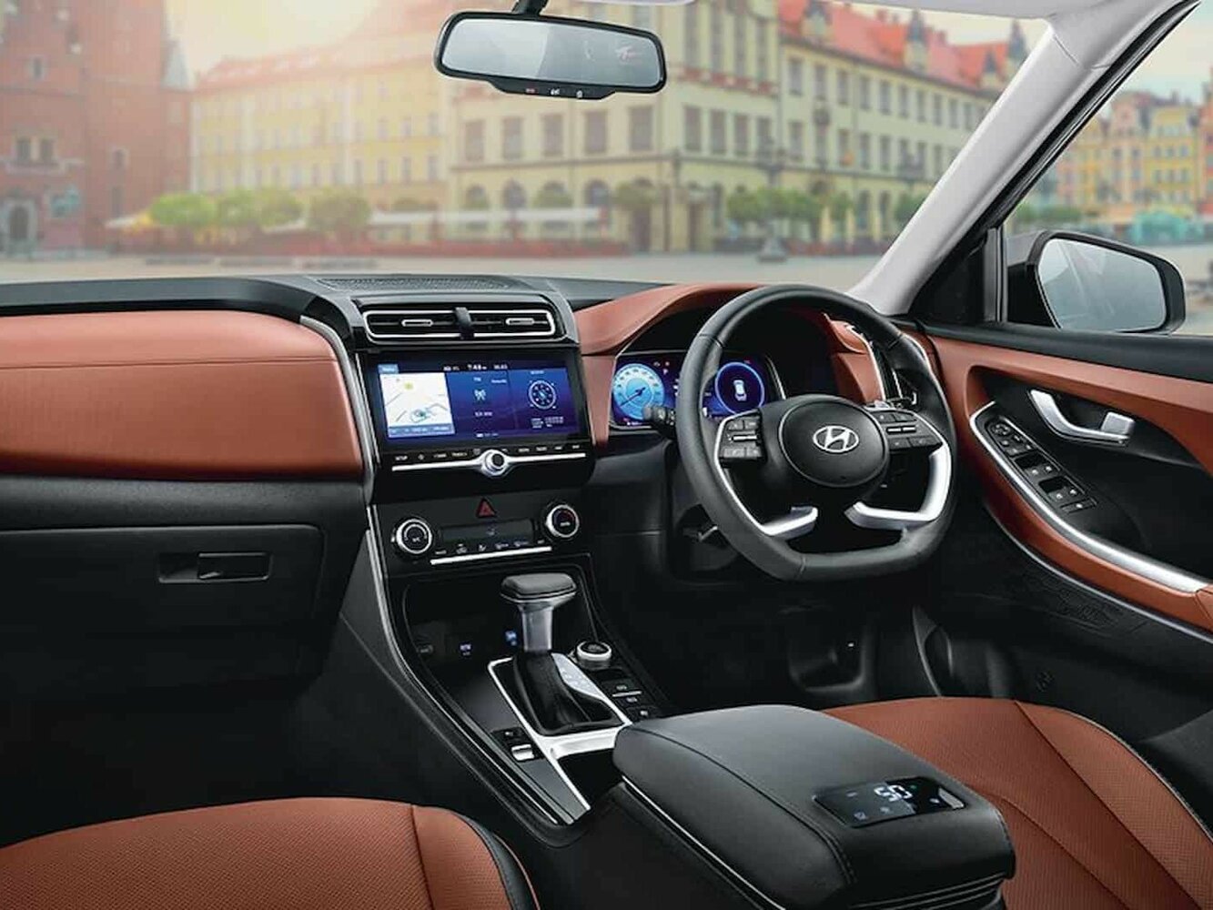 Hyundai Alcazar, I, 2021–2024, Внедорожник 5 дв.: Передняя часть салона