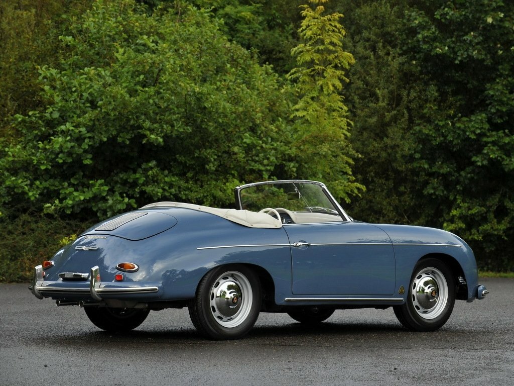 Porsche 356, II (A), 1955–1959, Convertible: Rear three-quarter view