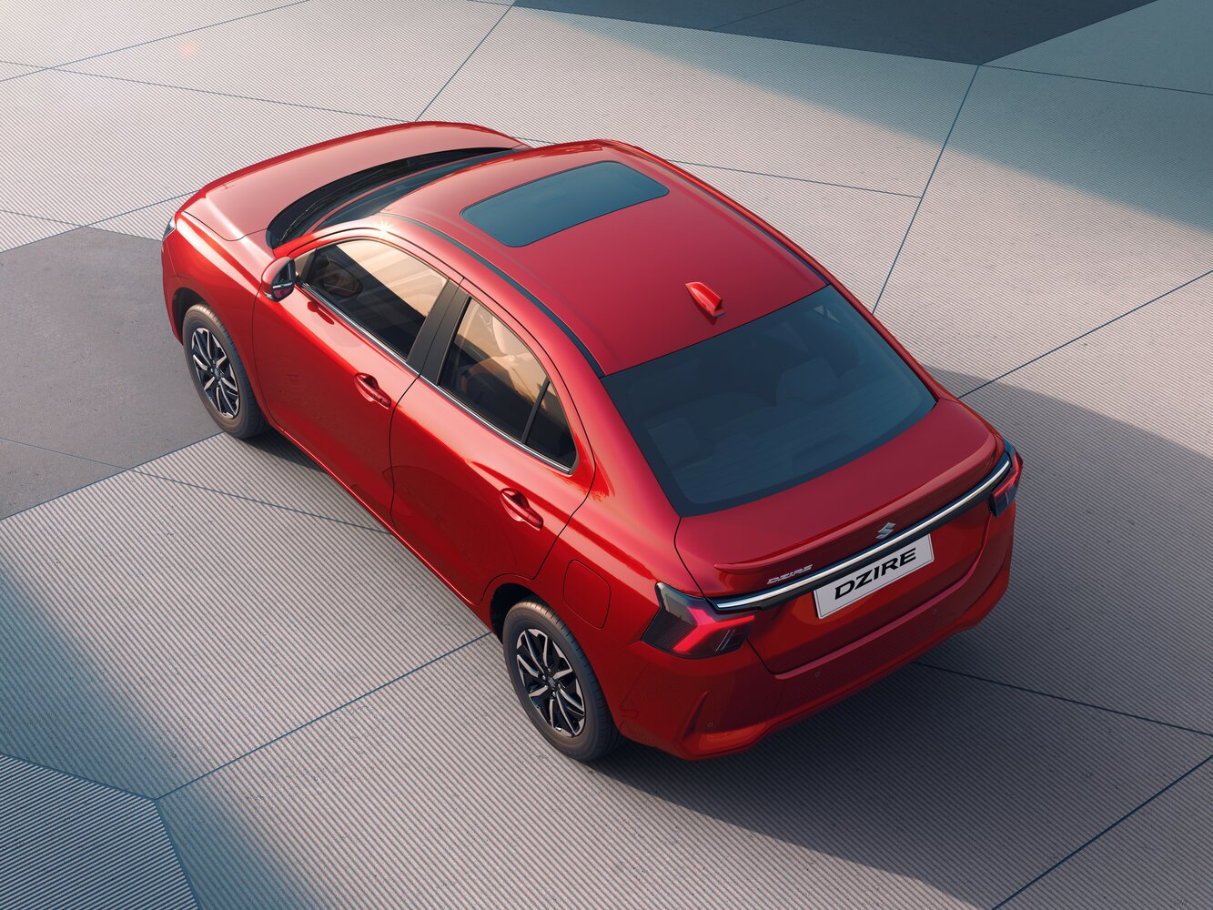 Suzuki DZire, IV, 2024–2026, Седан: Вид сзади в три четверти