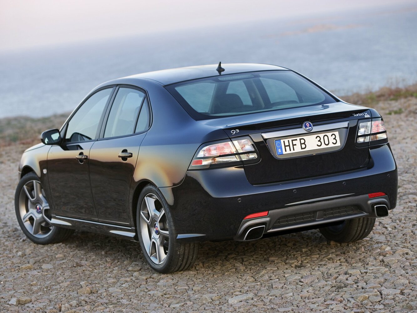 Saab 9-3, II Рестайлинг, 2007–2014, Седан: Вид сзади в три четверти