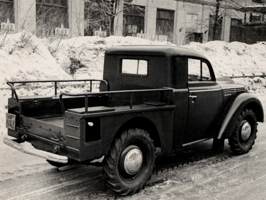 Москвич 400, , 1946–1956, Пикап Одинарная кабина: Вид сзади в три четверти