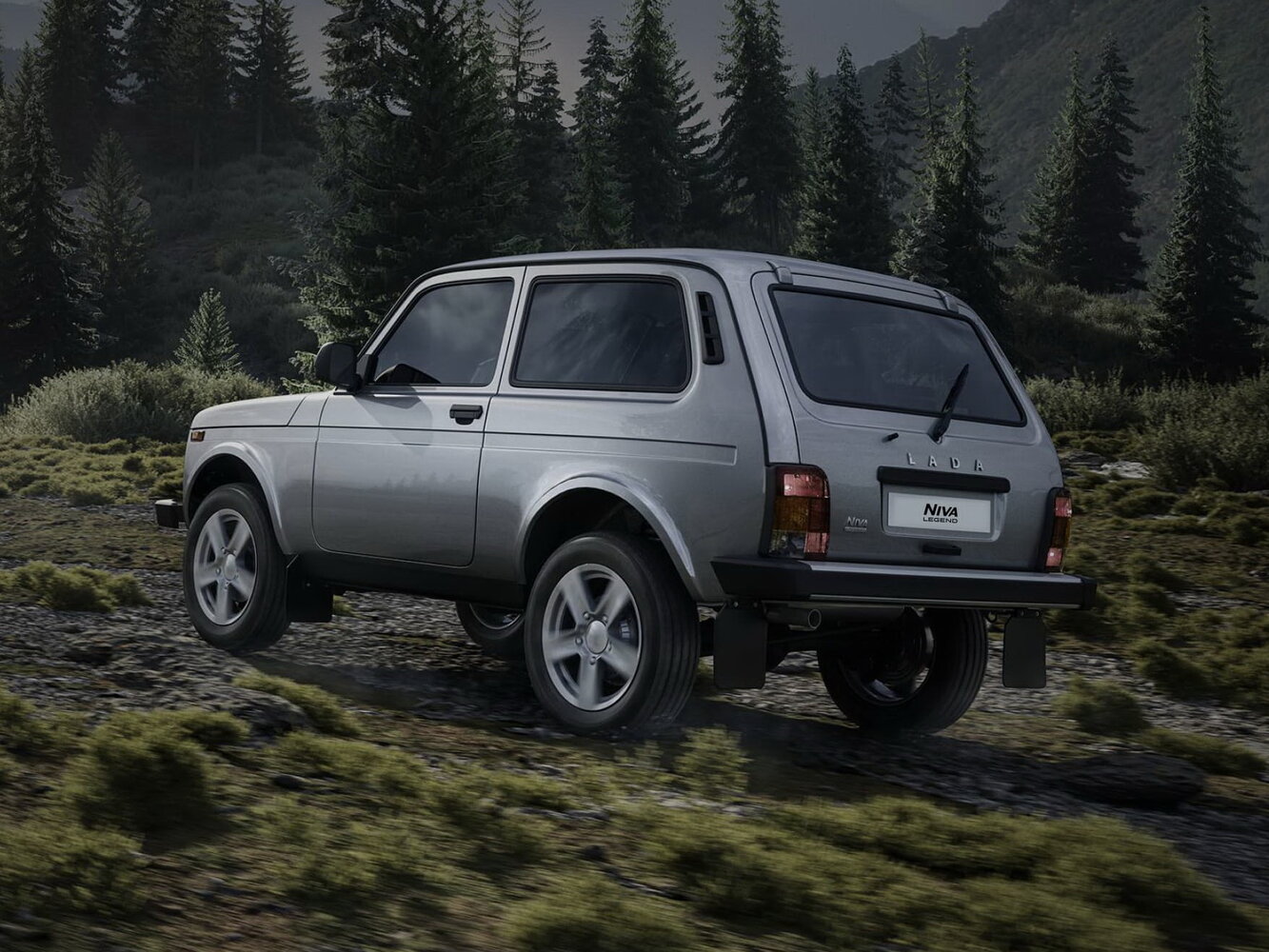 Lada (ВАЗ) Niva Legend, I, 2021–2026, Внедорожник 3 дв.: Вид сзади в три четверти