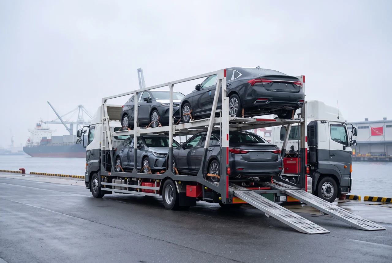 Car carrier at the export port