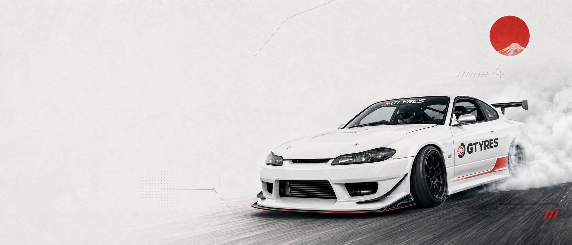 White Nissan Silvia S15 in GTYRES livery